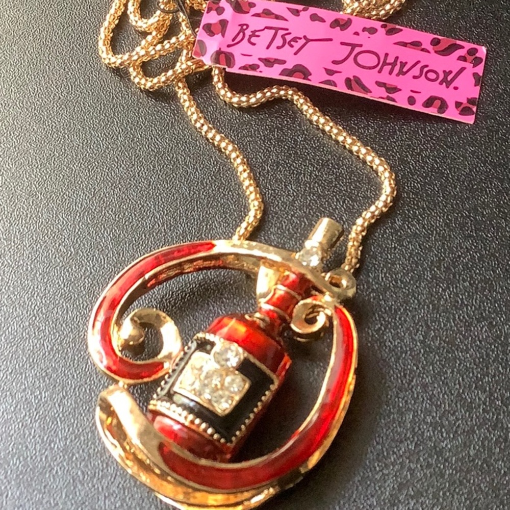 Whimsical Betsey Johnson Wine Lovers Necklace
